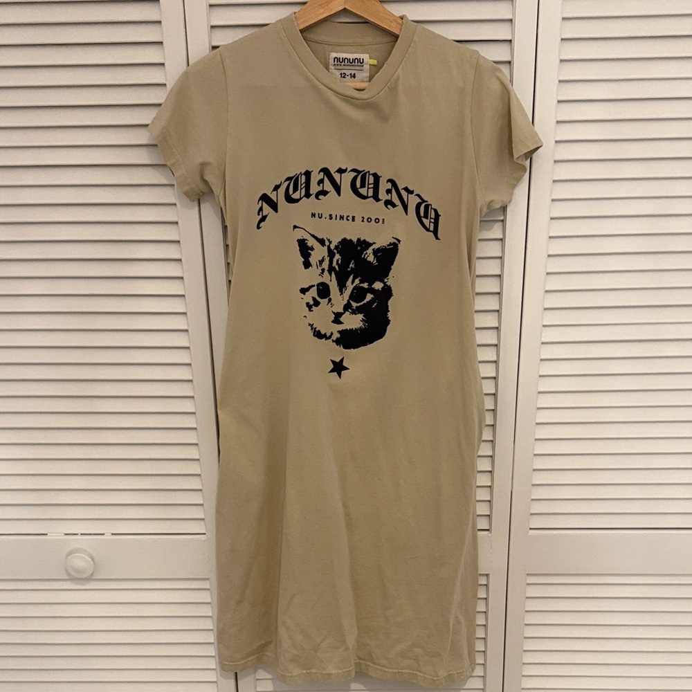 nununu Tan Cat Print Dog Dress